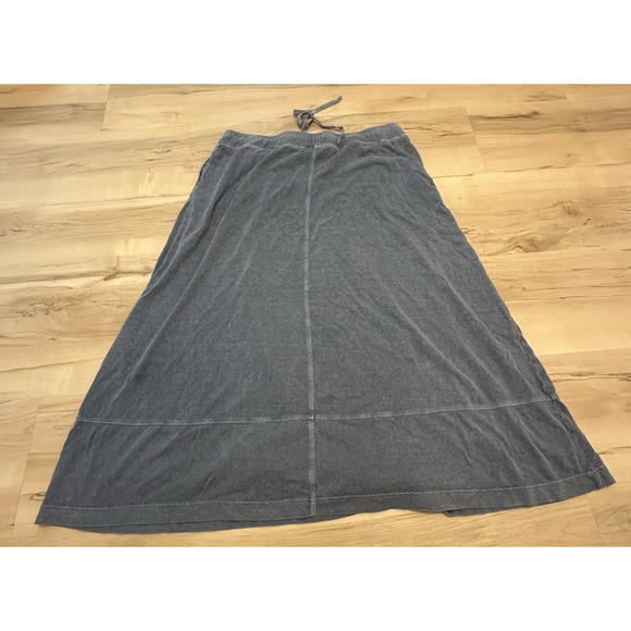 Poetry Women 14 US Wrap Over Skirt Midi Hemp Cotton Drawstring Pockets Blue - Picture 3 of 12